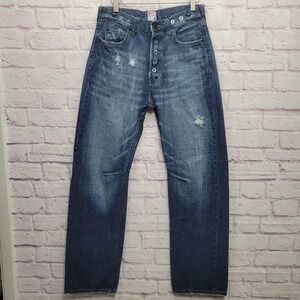Prps Japan Barracuda Button Fly Jeans‎ 30x33 Distressed Selvedge Blue Denim